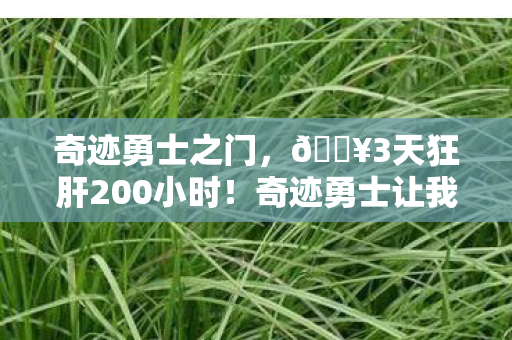 奇迹勇士之门，🔥3天狂肝200小时！奇迹勇士让我哭到窒息又笑出猪叫🤣