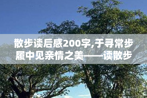 散步读后感200字,于寻常步履中见亲情之美——读散步有感 散步读后感200字,于寻常步履中见亲情之美——读散步有感