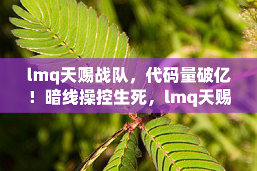 lmq天赐战队,代码量破亿!暗线操控生死,lmq天赐让玩家头皮发麻的赛博轮回 lmq天赐战队,代码量破亿!暗线操控生死,lmq天赐让玩家头皮发麻的赛博轮回
