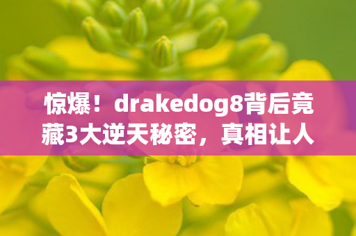 惊爆!drakedog8背后竟藏3大逆天秘密,真相让人泪目! 惊爆!drakedog8背后竟藏3大逆天秘密,真相让人泪目!