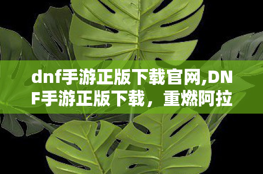 dnf手游正版下载官网,DNF手游正版下载,重燃阿拉德大陆的热血冒险 dnf手游正版下载官网,DNF手游正版下载,重燃阿拉德大陆的热血冒险