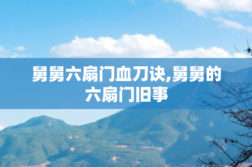 舅舅六扇门血刀诀,舅舅的六扇门旧事