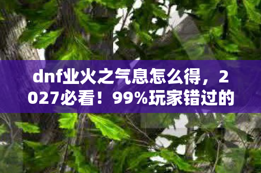dnf业火之气息怎么得,2027必看!99%玩家错过的业火之息3大隐藏机制,实战体验颠覆认知 dnf业火之气息怎么得,2027必看!99%玩家错过的业火之息3大隐藏机制,实战体验颠覆认知
