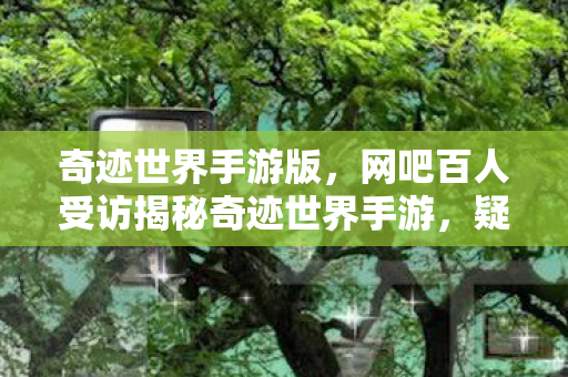奇迹世界手游版,网吧百人受访揭秘奇迹世界手游,疑点重重,大神绷不住泪洒当场! 奇迹世界手游版,网吧百人受访揭秘奇迹世界手游,疑点重重,大神绷不住泪洒当场!