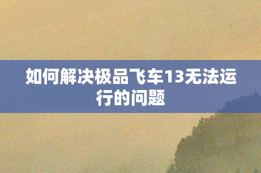 如何解决极品飞车13无法运行的问题 如何解决极品飞车13无法运行的问题