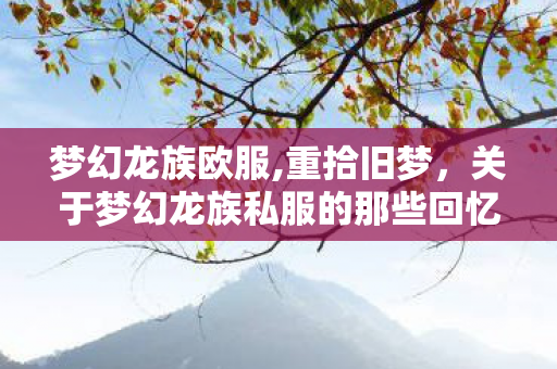 梦幻龙族欧服,重拾旧梦,关于梦幻龙族私服的那些回忆与日常 梦幻龙族欧服,重拾旧梦,关于梦幻龙族私服的那些回忆与日常