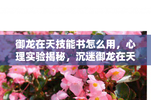 御龙在天技能书怎么用,心理实验揭秘,沉迷御龙在天找技能书?细思极恐的多巴胺陷阱 御龙在天技能书怎么用,心理实验揭秘,沉迷御龙在天找技能书?细思极恐的多巴胺陷阱