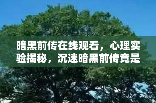 暗黑前传在线观看,心理实验揭秘,沉迷暗黑前传竟是多巴胺陷阱?细思极恐! 暗黑前传在线观看,心理实验揭秘,沉迷暗黑前传竟是多巴胺陷阱?细思极恐!