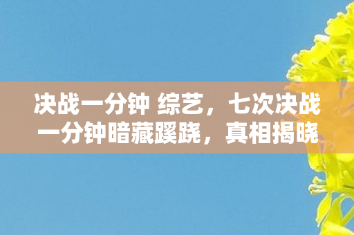 决战一分钟 综艺,七次决战一分钟暗藏蹊跷,真相揭晓时后背冷汗直冒! 决战一分钟 综艺,七次决战一分钟暗藏蹊跷,真相揭晓时后背冷汗直冒!