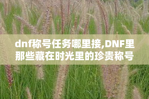 dnf称号任务哪里接,DNF里那些藏在时光里的珍贵称号任务 dnf称号任务哪里接,DNF里那些藏在时光里的珍贵称号任务