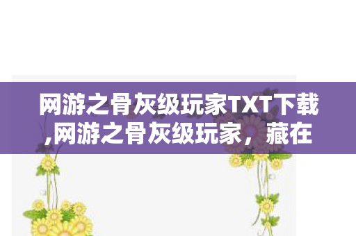 网游之骨灰级玩家TXT下载,网游之骨灰级玩家，藏在键盘里的十年时光