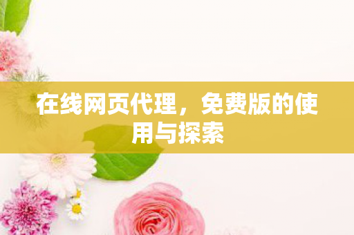 在线网页代理,免费版的使用与探索 在线网页代理,免费版的使用与探索