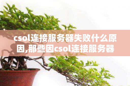 csol连接服务器失败什么原因,那些因csol连接服务器失败，曾让我们手足无措的瞬间