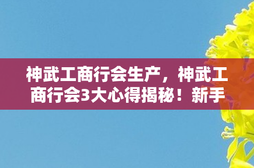 神武工商行会生产,神武工商行会3大心得揭秘!新手必看避坑指南,少走弯路! 神武工商行会生产,神武工商行会3大心得揭秘!新手必看避坑指南,少走弯路!