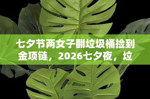 七夕节两女子翻垃圾桶捡到金项链,2026七夕夜,垃圾堆藏金链之谜,伏笔揭开时我鼻子一酸 七夕节两女子翻垃圾桶捡到金项链,2026七夕夜,垃圾堆藏金链之谜,伏笔揭开时我鼻子一酸