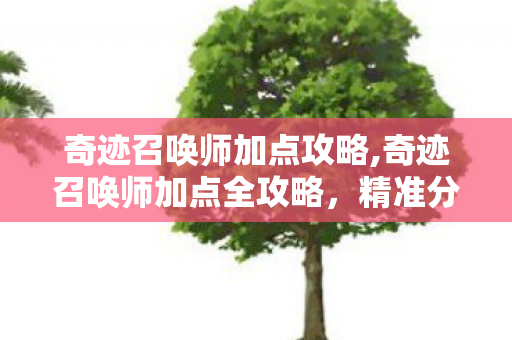 奇迹召唤师加点攻略,奇迹召唤师加点全攻略,精准分配铸就多元战力 奇迹召唤师加点攻略,奇迹召唤师加点全攻略,精准分配铸就多元战力