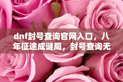 dnf封号查询官网入口,八年征途成谜局,封号查询无果,泪目终章竟藏惊天秘密 dnf封号查询官网入口,八年征途成谜局,封号查询无果,泪目终章竟藏惊天秘密