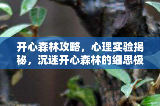 开心森林攻略,心理实验揭秘,沉迷开心森林的细思极恐自我驯化史 开心森林攻略,心理实验揭秘,沉迷开心森林的细思极恐自我驯化史