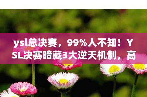 ysl总决赛，99%人不知！YSL决赛暗藏3大逆天机制，高手都在偷偷用！