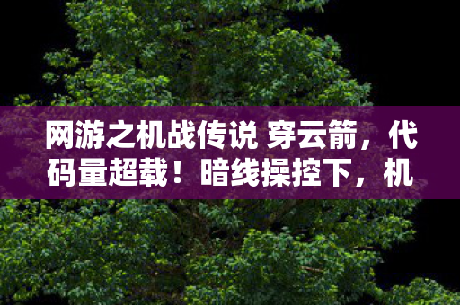 网游之机战传说 穿云箭,代码量超载!暗线操控下,机战传说让玩家头皮发麻的真相 网游之机战传说 穿云箭,代码量超载!暗线操控下,机战传说让玩家头皮发麻的真相