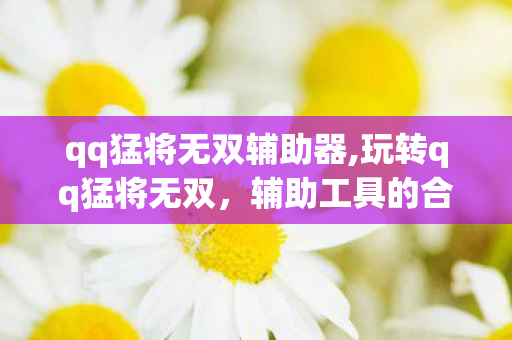 qq猛将无双辅助器,玩转qq猛将无双,辅助工具的合理运用指南 qq猛将无双辅助器,玩转qq猛将无双,辅助工具的合理运用指南