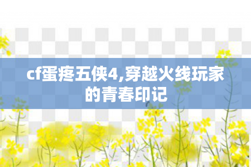 cf蛋疼五侠4,穿越火线玩家的青春印记
