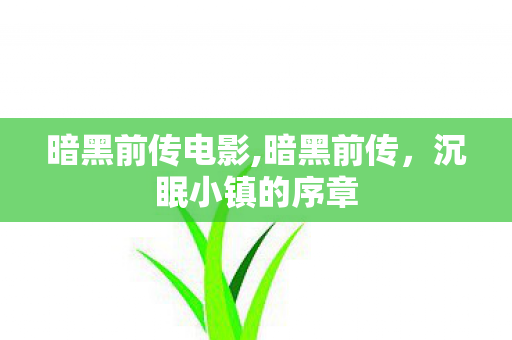 暗黑前传电影,暗黑前传,沉眠小镇的序章 暗黑前传电影,暗黑前传,沉眠小镇的序章