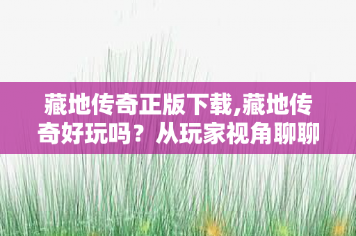 藏地传奇正版下载,藏地传奇好玩吗？从玩家视角聊聊这款游戏的魅力