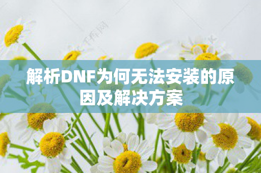 解析DNF为何无法安装的原因及解决方案 解析DNF为何无法安装的原因及解决方案