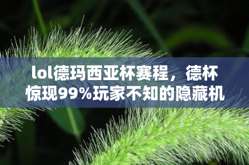 lol德玛西亚杯赛程，德杯惊现99%玩家不知的隐藏机制！高手都在偷偷用，你还在硬拼？