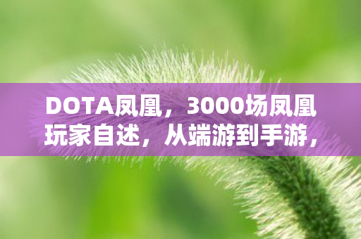 DOTA凤凰，3000场凤凰玩家自述，从端游到手游，这身份转变让我心酸落泪！