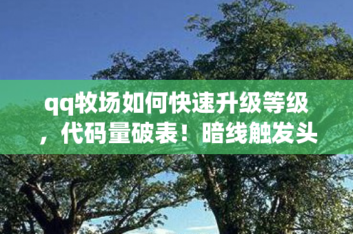 qq牧场如何快速升级等级,代码量破表!暗线触发头皮发麻的牧场跃迁法则 qq牧场如何快速升级等级,代码量破表!暗线触发头皮发麻的牧场跃迁法则