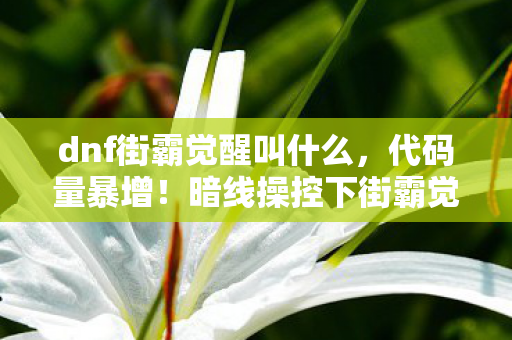 dnf街霸觉醒叫什么，代码量暴增！暗线操控下街霸觉醒，头皮发麻的数字文明叛乱