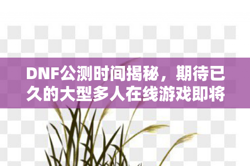 DNF公测时间揭秘,期待已久的大型多人在线游戏即将开启 DNF公测时间揭秘,期待已久的大型多人在线游戏即将开启