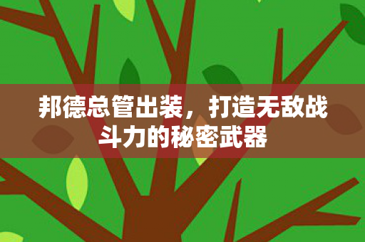 邦德总管出装,打造无敌战斗力的秘密武器 邦德总管出装,打造无敌战斗力的秘密武器
