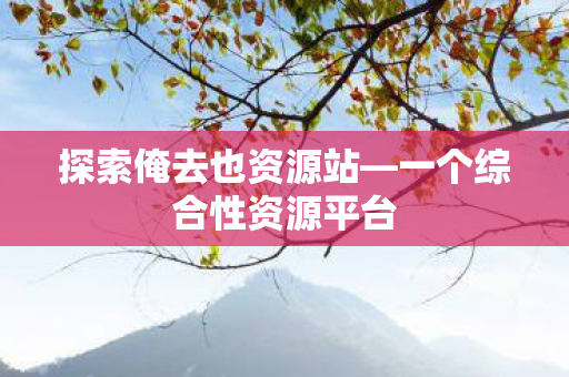 探索俺去也资源站—一个综合性资源平台