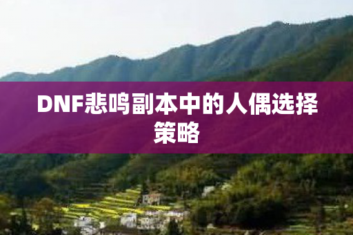 DNF悲鸣副本中的人偶选择策略 DNF悲鸣副本中的人偶选择策略